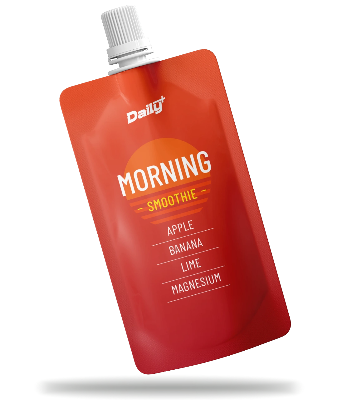 Morning smoothie pouch for adults. showcasing benefits of the pratical daily+ pouch.